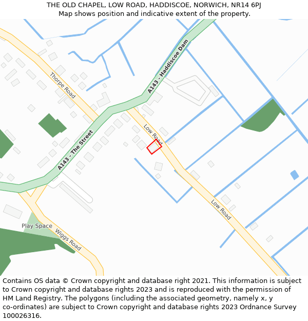 THE OLD CHAPEL, LOW ROAD, HADDISCOE, NORWICH, NR14 6PJ: Location map and indicative extent of plot