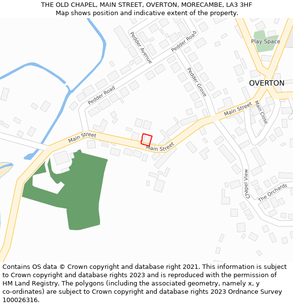 THE OLD CHAPEL, MAIN STREET, OVERTON, MORECAMBE, LA3 3HF: Location map and indicative extent of plot