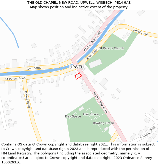 THE OLD CHAPEL, NEW ROAD, UPWELL, WISBECH, PE14 9AB: Location map and indicative extent of plot