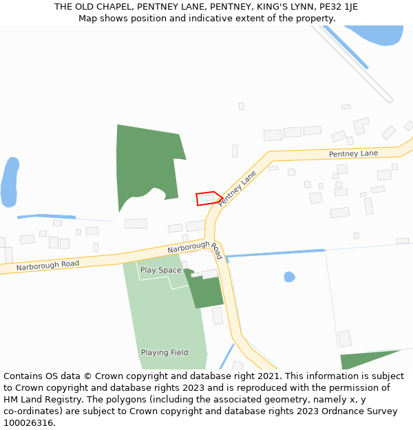 THE OLD CHAPEL, PENTNEY LANE, PENTNEY, KING'S LYNN, PE32 1JE: Location map and indicative extent of plot