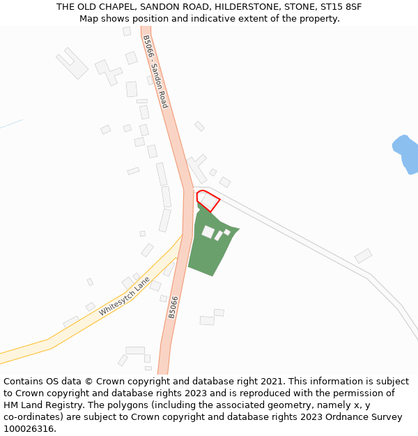 THE OLD CHAPEL, SANDON ROAD, HILDERSTONE, STONE, ST15 8SF: Location map and indicative extent of plot