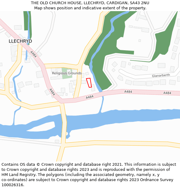 THE OLD CHURCH HOUSE, LLECHRYD, CARDIGAN, SA43 2NU: Location map and indicative extent of plot