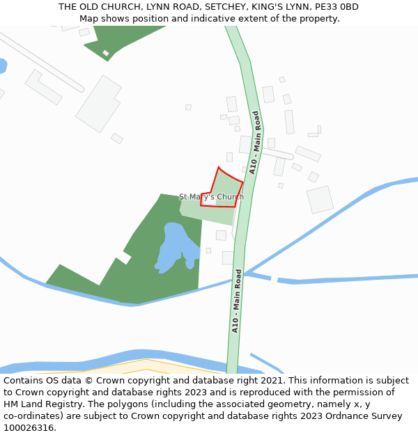 THE OLD CHURCH, LYNN ROAD, SETCHEY, KING'S LYNN, PE33 0BD: Location map and indicative extent of plot