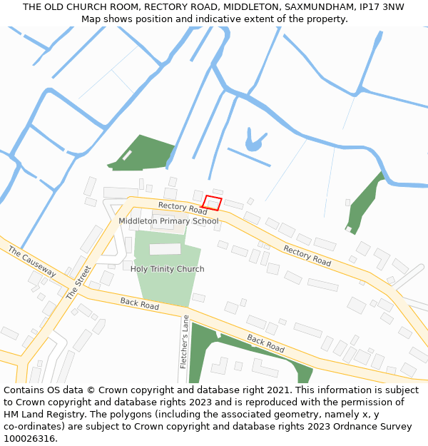 THE OLD CHURCH ROOM, RECTORY ROAD, MIDDLETON, SAXMUNDHAM, IP17 3NW: Location map and indicative extent of plot