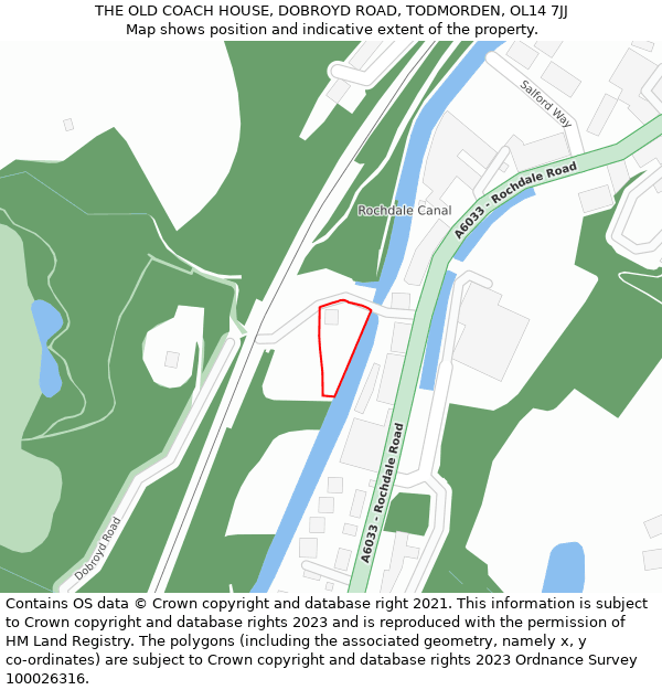 THE OLD COACH HOUSE, DOBROYD ROAD, TODMORDEN, OL14 7JJ: Location map and indicative extent of plot