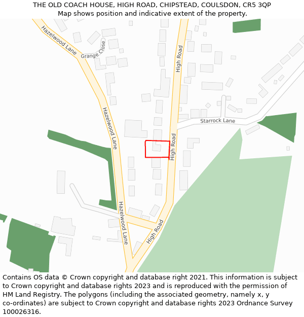 THE OLD COACH HOUSE, HIGH ROAD, CHIPSTEAD, COULSDON, CR5 3QP: Location map and indicative extent of plot