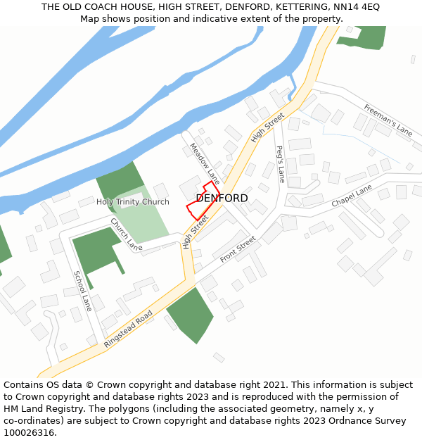 THE OLD COACH HOUSE, HIGH STREET, DENFORD, KETTERING, NN14 4EQ: Location map and indicative extent of plot