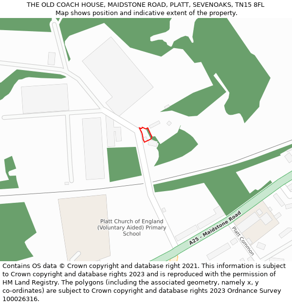 THE OLD COACH HOUSE, MAIDSTONE ROAD, PLATT, SEVENOAKS, TN15 8FL: Location map and indicative extent of plot
