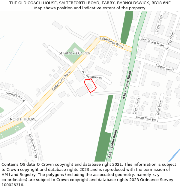 THE OLD COACH HOUSE, SALTERFORTH ROAD, EARBY, BARNOLDSWICK, BB18 6NE: Location map and indicative extent of plot