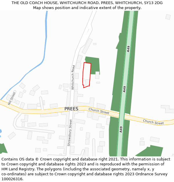 THE OLD COACH HOUSE, WHITCHURCH ROAD, PREES, WHITCHURCH, SY13 2DG: Location map and indicative extent of plot