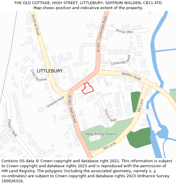 THE OLD COTTAGE, HIGH STREET, LITTLEBURY, SAFFRON WALDEN, CB11 4TD: Location map and indicative extent of plot