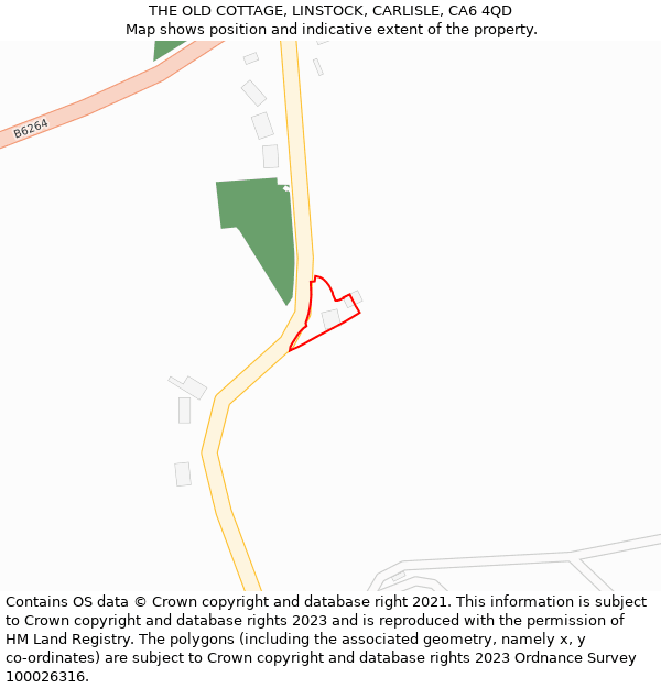 THE OLD COTTAGE, LINSTOCK, CARLISLE, CA6 4QD: Location map and indicative extent of plot