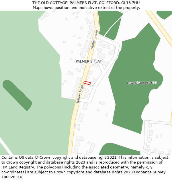 THE OLD COTTAGE, PALMERS FLAT, COLEFORD, GL16 7HU: Location map and indicative extent of plot