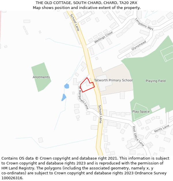 THE OLD COTTAGE, SOUTH CHARD, CHARD, TA20 2RX: Location map and indicative extent of plot