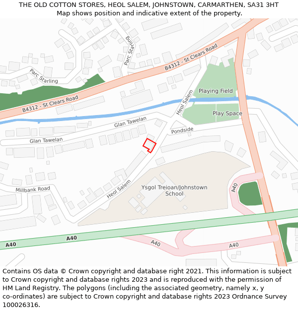 THE OLD COTTON STORES, HEOL SALEM, JOHNSTOWN, CARMARTHEN, SA31 3HT: Location map and indicative extent of plot