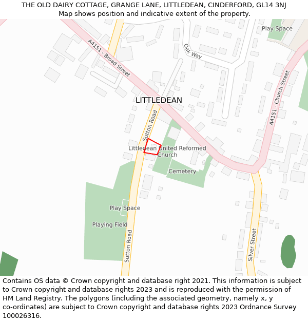 THE OLD DAIRY COTTAGE, GRANGE LANE, LITTLEDEAN, CINDERFORD, GL14 3NJ: Location map and indicative extent of plot