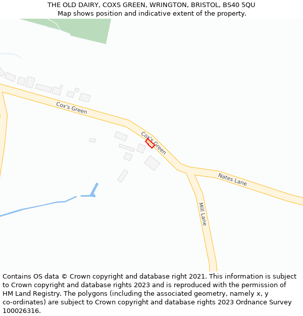THE OLD DAIRY, COXS GREEN, WRINGTON, BRISTOL, BS40 5QU: Location map and indicative extent of plot