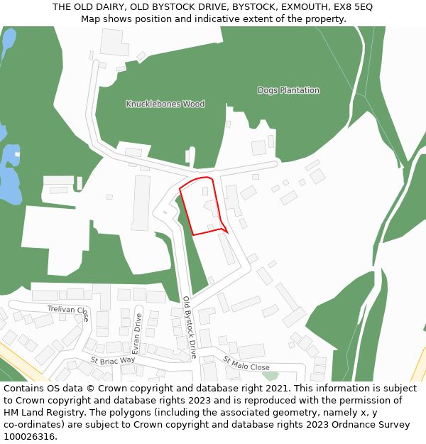THE OLD DAIRY, OLD BYSTOCK DRIVE, BYSTOCK, EXMOUTH, EX8 5EQ: Location map and indicative extent of plot