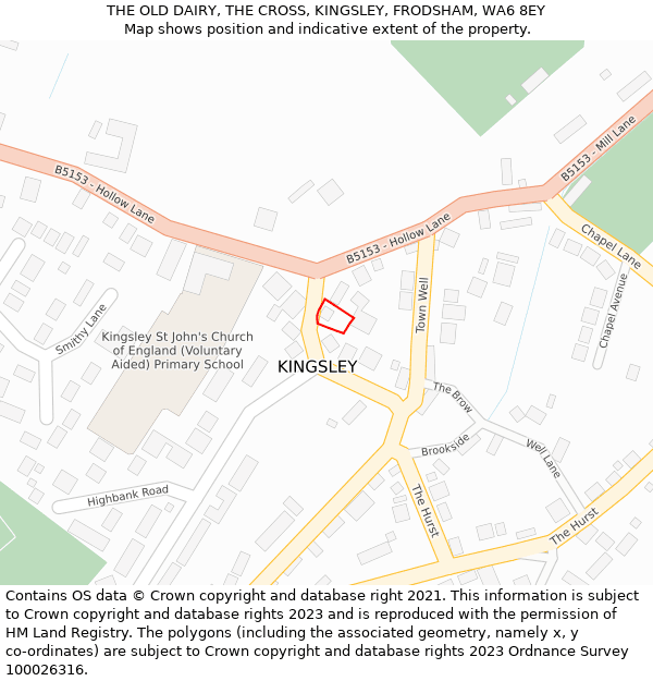 THE OLD DAIRY, THE CROSS, KINGSLEY, FRODSHAM, WA6 8EY: Location map and indicative extent of plot