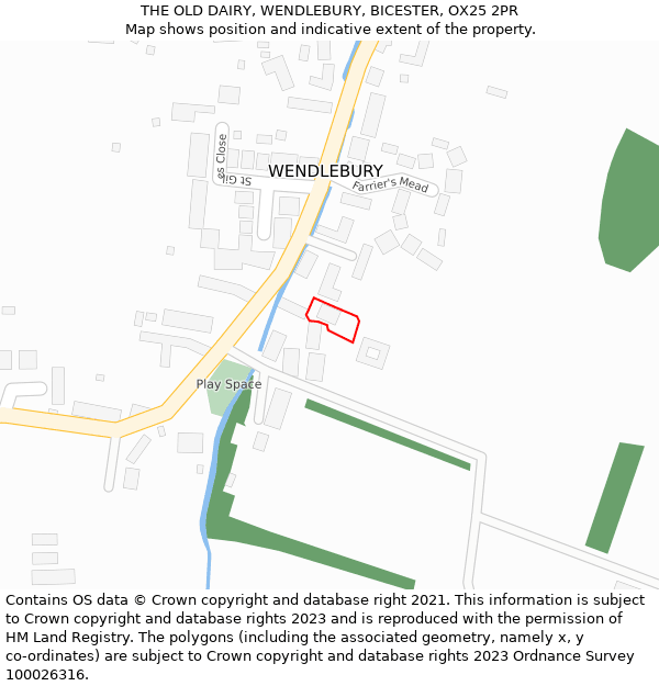 THE OLD DAIRY, WENDLEBURY, BICESTER, OX25 2PR: Location map and indicative extent of plot