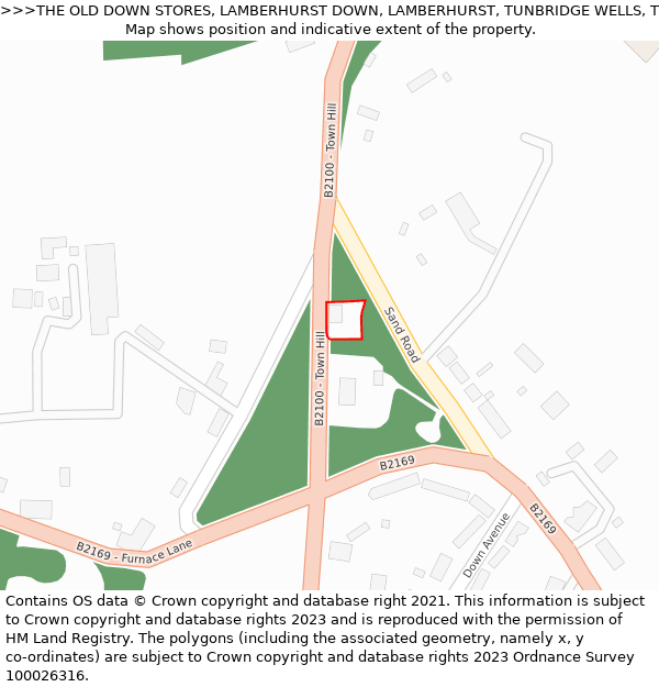 THE OLD DOWN STORES, LAMBERHURST DOWN, LAMBERHURST, TUNBRIDGE WELLS, TN3 8ES: Location map and indicative extent of plot