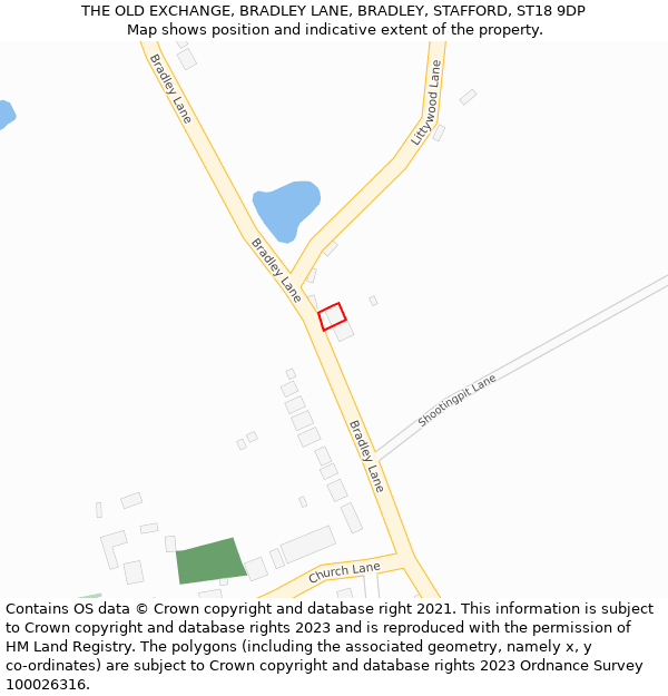 THE OLD EXCHANGE, BRADLEY LANE, BRADLEY, STAFFORD, ST18 9DP: Location map and indicative extent of plot