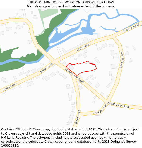 THE OLD FARM HOUSE, MONXTON, ANDOVER, SP11 8AS: Location map and indicative extent of plot