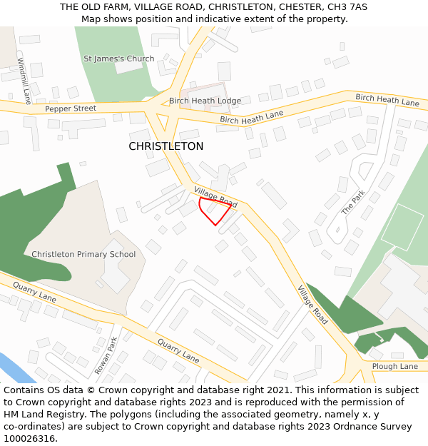 THE OLD FARM, VILLAGE ROAD, CHRISTLETON, CHESTER, CH3 7AS: Location map and indicative extent of plot