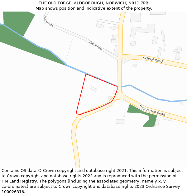 THE OLD FORGE, ALDBOROUGH, NORWICH, NR11 7PB: Location map and indicative extent of plot