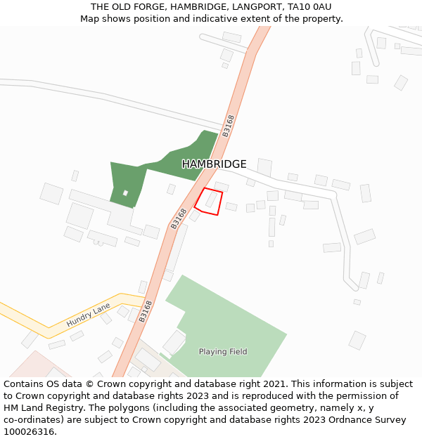 THE OLD FORGE, HAMBRIDGE, LANGPORT, TA10 0AU: Location map and indicative extent of plot