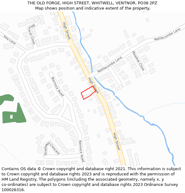 THE OLD FORGE, HIGH STREET, WHITWELL, VENTNOR, PO38 2PZ: Location map and indicative extent of plot