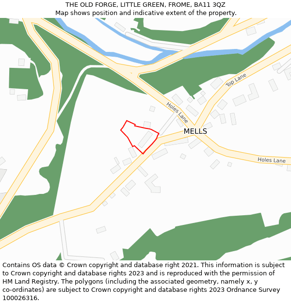 THE OLD FORGE, LITTLE GREEN, FROME, BA11 3QZ: Location map and indicative extent of plot