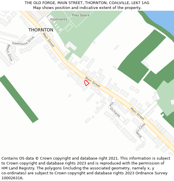 THE OLD FORGE, MAIN STREET, THORNTON, COALVILLE, LE67 1AG: Location map and indicative extent of plot