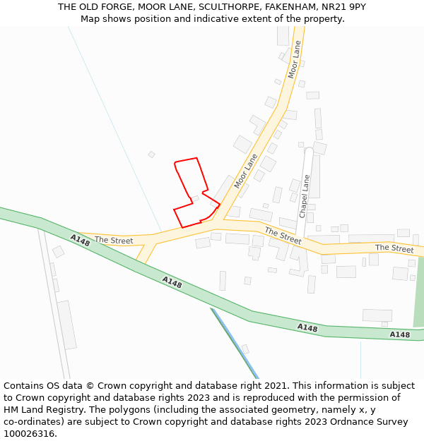 THE OLD FORGE, MOOR LANE, SCULTHORPE, FAKENHAM, NR21 9PY: Location map and indicative extent of plot