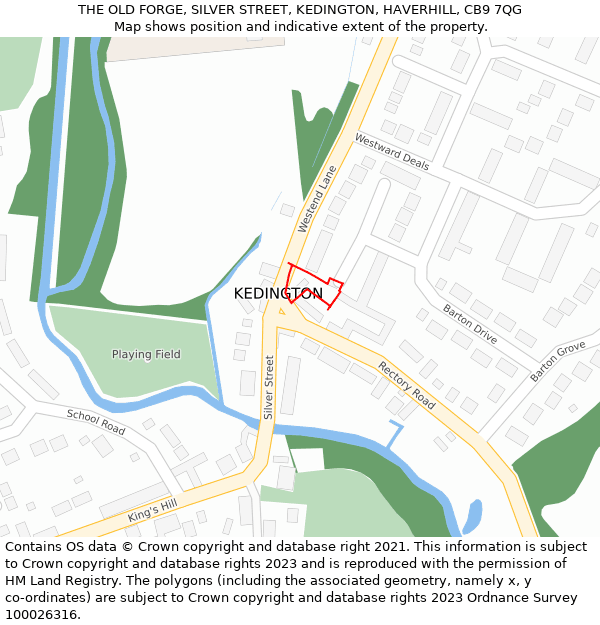 THE OLD FORGE, SILVER STREET, KEDINGTON, HAVERHILL, CB9 7QG: Location map and indicative extent of plot