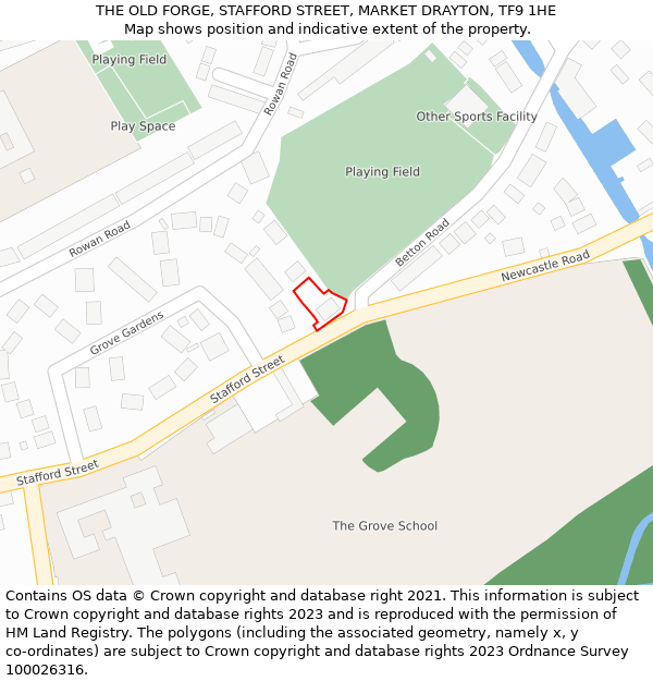 THE OLD FORGE, STAFFORD STREET, MARKET DRAYTON, TF9 1HE: Location map and indicative extent of plot