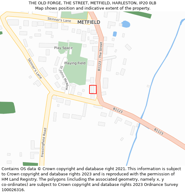 THE OLD FORGE, THE STREET, METFIELD, HARLESTON, IP20 0LB: Location map and indicative extent of plot