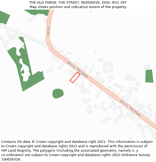 THE OLD FORGE, THE STREET, REDGRAVE, DISS, IP22 1RY: Location map and indicative extent of plot