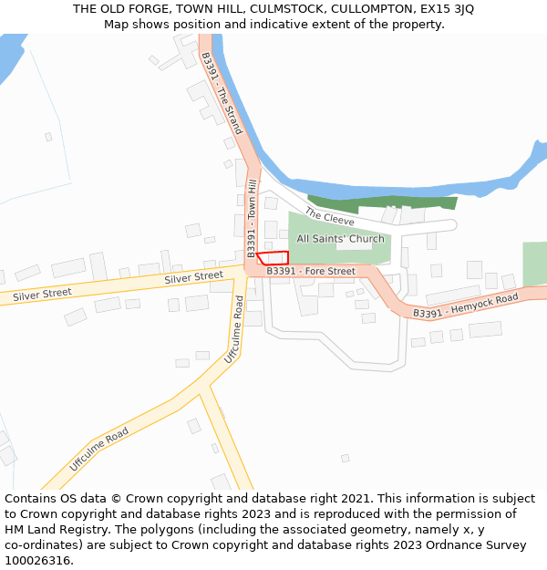 THE OLD FORGE, TOWN HILL, CULMSTOCK, CULLOMPTON, EX15 3JQ: Location map and indicative extent of plot