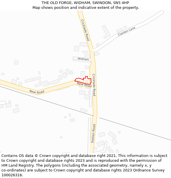 THE OLD FORGE, WIDHAM, SWINDON, SN5 4HP: Location map and indicative extent of plot