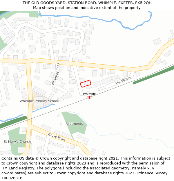 THE OLD GOODS YARD, STATION ROAD, WHIMPLE, EXETER, EX5 2QH: Location map and indicative extent of plot