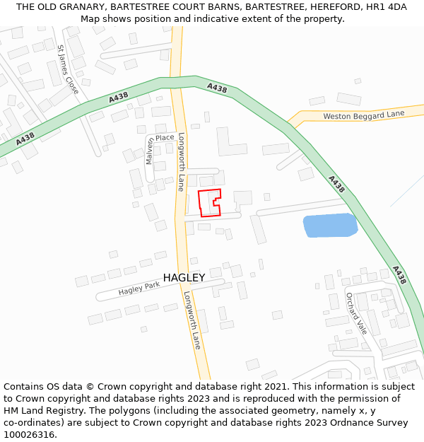 THE OLD GRANARY, BARTESTREE COURT BARNS, BARTESTREE, HEREFORD, HR1 4DA: Location map and indicative extent of plot