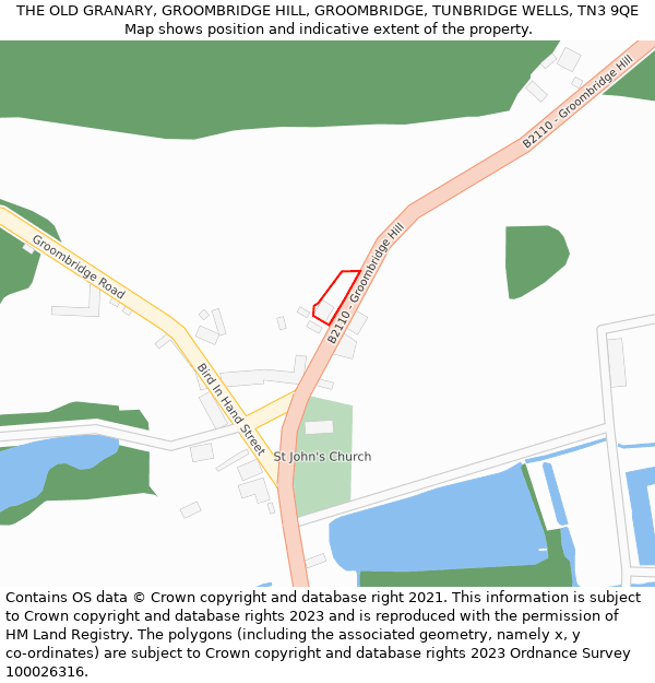 THE OLD GRANARY, GROOMBRIDGE HILL, GROOMBRIDGE, TUNBRIDGE WELLS, TN3 9QE: Location map and indicative extent of plot