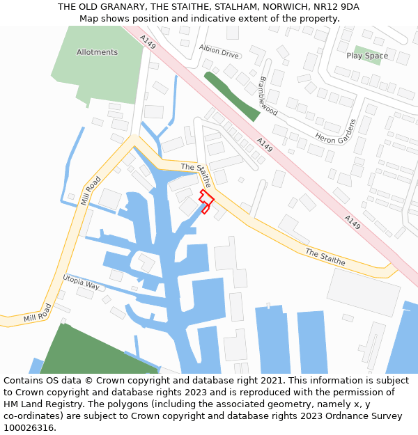 THE OLD GRANARY, THE STAITHE, STALHAM, NORWICH, NR12 9DA: Location map and indicative extent of plot