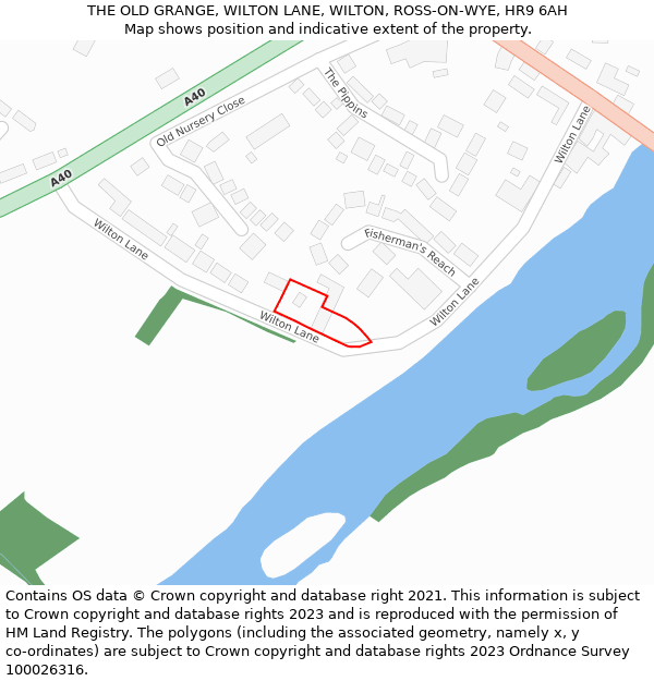 THE OLD GRANGE, WILTON LANE, WILTON, ROSS-ON-WYE, HR9 6AH: Location map and indicative extent of plot