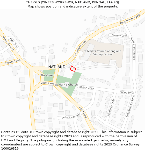 THE OLD JOINERS WORKSHOP, NATLAND, KENDAL, LA9 7QJ: Location map and indicative extent of plot