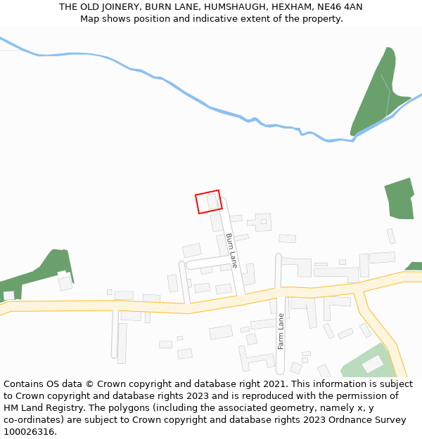 THE OLD JOINERY, BURN LANE, HUMSHAUGH, HEXHAM, NE46 4AN: Location map and indicative extent of plot