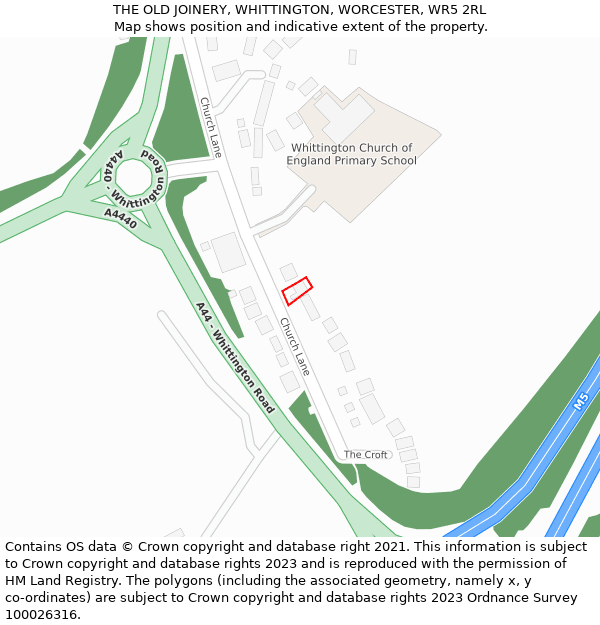 THE OLD JOINERY, WHITTINGTON, WORCESTER, WR5 2RL: Location map and indicative extent of plot