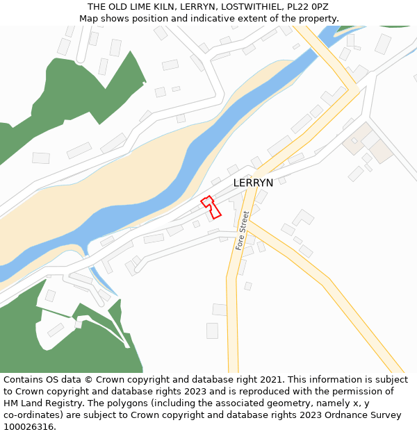 THE OLD LIME KILN, LERRYN, LOSTWITHIEL, PL22 0PZ: Location map and indicative extent of plot