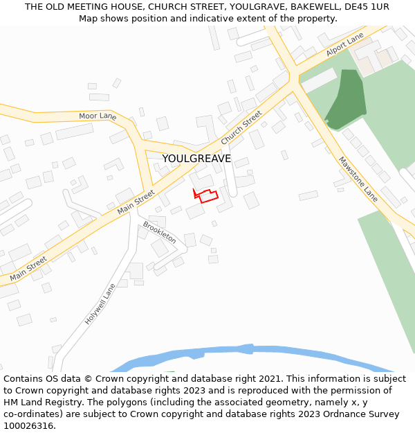THE OLD MEETING HOUSE, CHURCH STREET, YOULGRAVE, BAKEWELL, DE45 1UR: Location map and indicative extent of plot